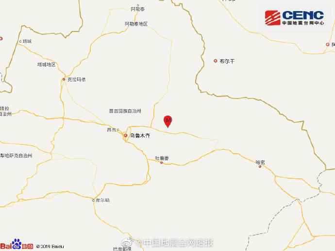  新疆昌吉州奇台县发生3.8级地震 震源深度23千米