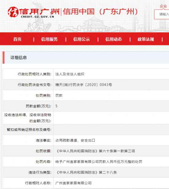 广州宜家家居被罚5万：占用疏散通道、安全出口