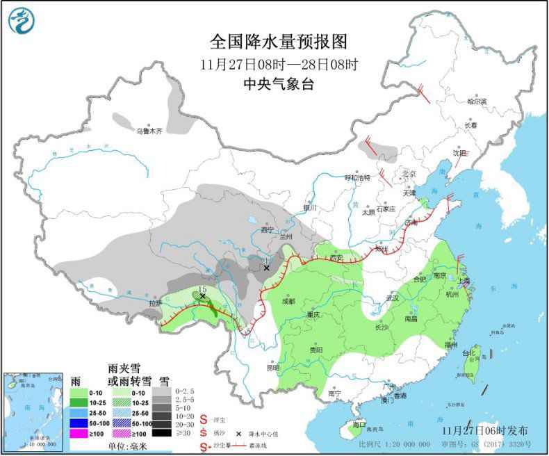 青藏高原新疆北部局地有较强降雪 江南、华南多阴雨天气