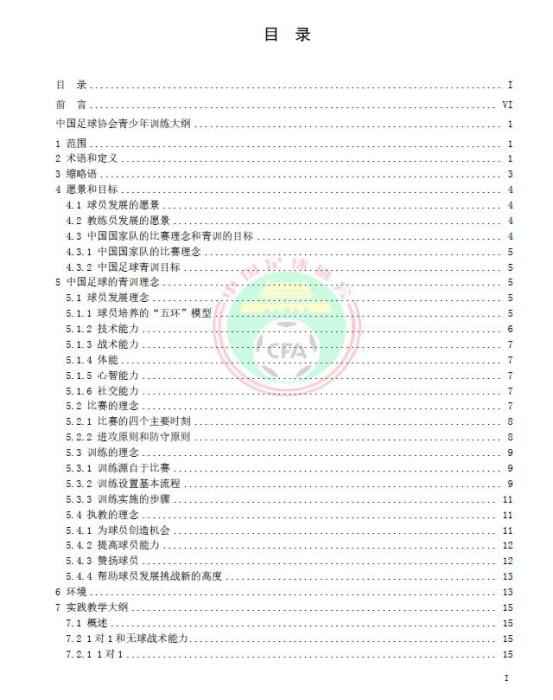 青训大纲目录截图