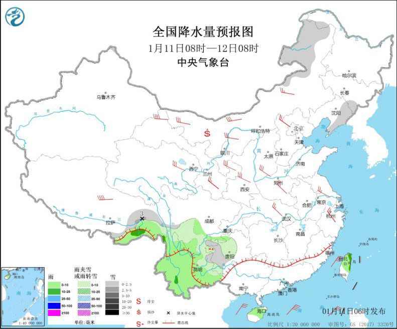  青藏高原东部云南等地有降温雨雪 局地降温可达8℃以上