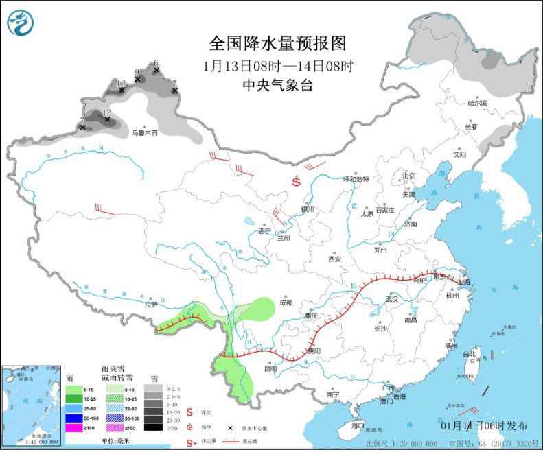  青藏高原东部云南等地有降温雨雪 局地降温可达8℃以上