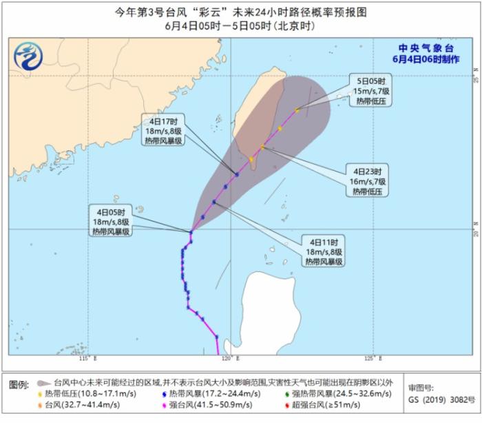 台风“彩云”路径预报图