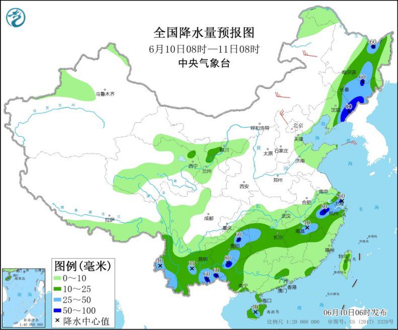 南方大范围降雨再度开启 东北地区等地仍有较强降雨