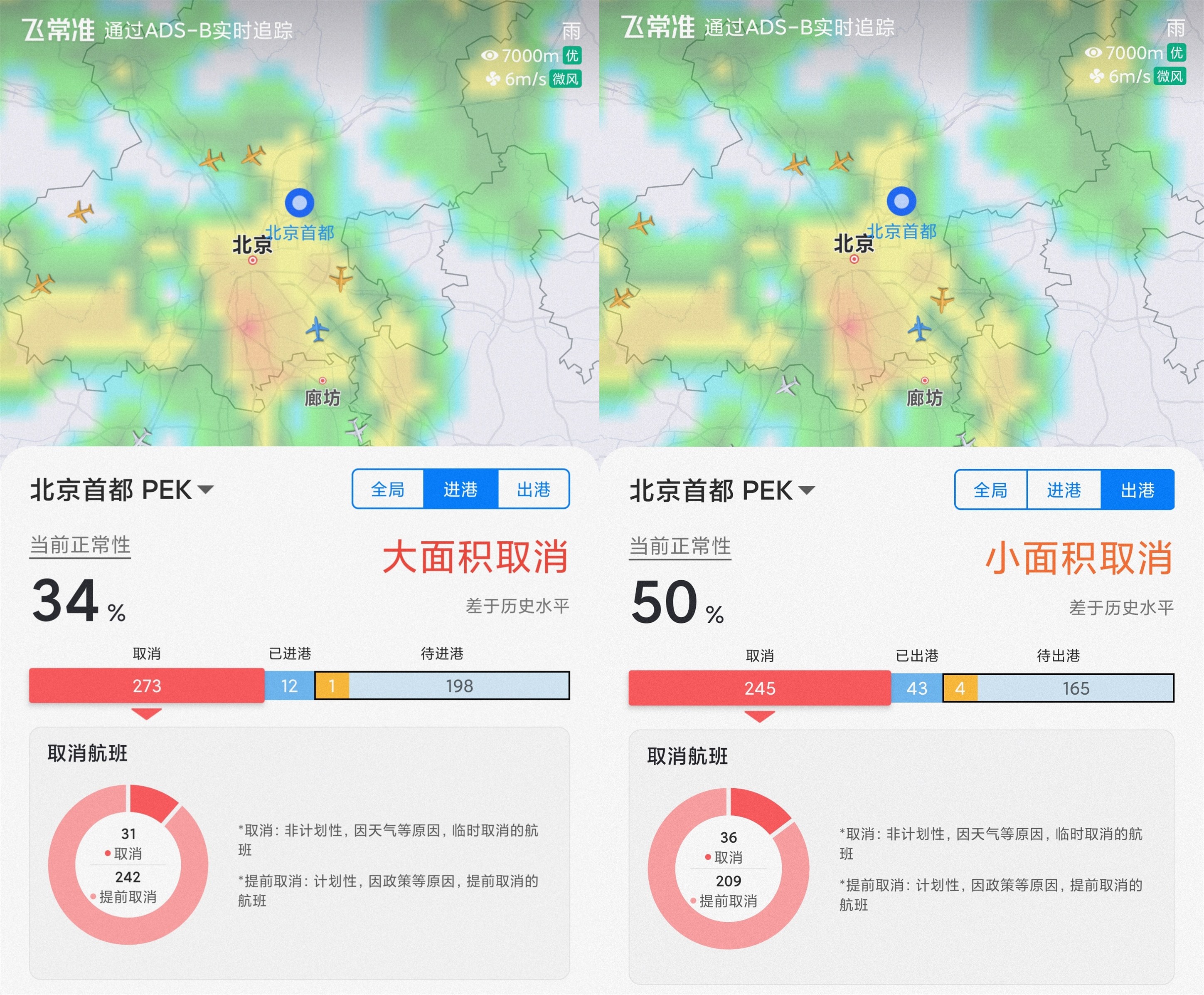 出行注意！北京局地暴雨，近千架次航班取消
