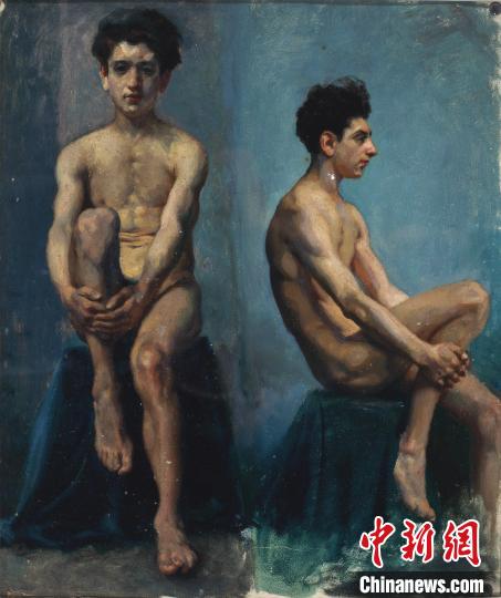 徐悲鸿《男人体正侧面速写》52x44cm纸本油彩1924年 大剧院供图